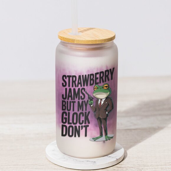 Frog Mug, Strawberry Jams Tumbler, But My Glock Don’t, Iced Coffee Cup, Meme Mug - Picture 5 of 7